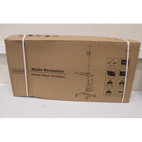 SALE OUT. DIGITUS Mobile workstation with individual height adjustment, DAMAGED PACKAGING | Mobile workstation with individual height adjustment | DA-90374 | Monitor Mount, PC Holder | 17-32 