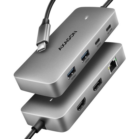 AXAGON USB-C 10Gbps DUAL 4K DISPLAY 7in1 hub | HMC-CUB83X2