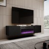 RTV cabinet with electric fireplace ONDA 180x40x39-58 black (standing or wall mounted)