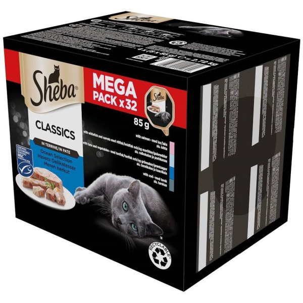 SHEBA Tray of Pate White Fish/Fish/Salmon/Tuna ...