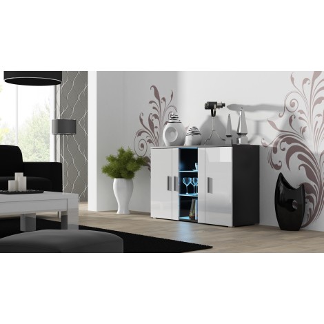 Cama sideboard 120 cm SOHO S7 black/white gloss