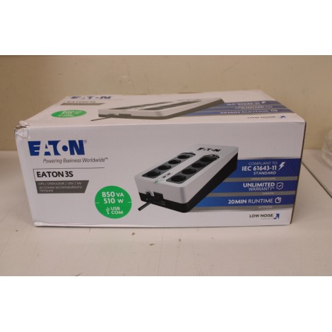 SALE OUT. Eaton UPS 3S 850 DIN | Eaton | UPS | 3S 850 DIN | 850 VA | 510 W | DAMAGED PACKAGING