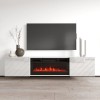 RTV LUXE cabinet 182.6x34.5x37.5 white/gloss white + black fireplace