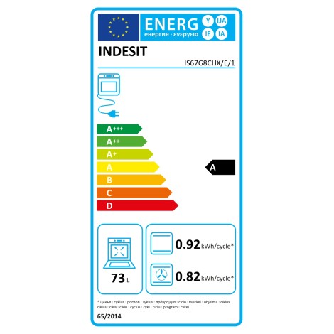 INDESIT Cooker | IS67G8CHX/E/1 | Hob type Gas | Oven type Electric | Stainless steel | Width 60 cm | Depth 60 cm | 73 L