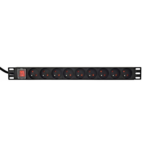 EnerGenie EG-PDU-9F2F Power distribution unit (PDU), 10 pcs C13 sockets, 1U, 16A, C20 plug 2 m cable, black
