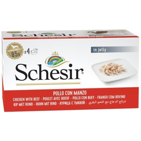 SCHESIR Chicken with beef in jelly - wet dog food - 4 x 85g