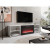 RTV cabinet POLO 200x33x50.5 white + fireplace black