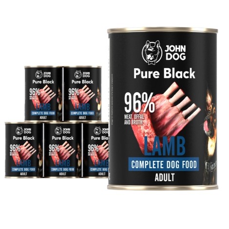 John Dog Pure Black dorosły jagnięcina karma mokra dla psa 400g*6