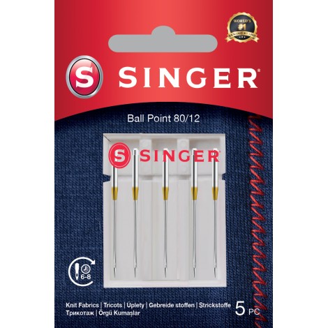 Singer | Ball Point Needle 80/12 5PK for Knit Fabrics