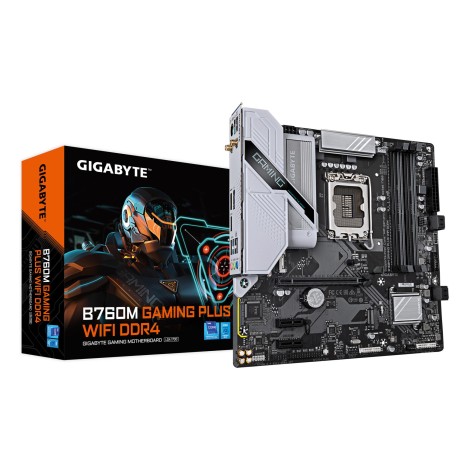 Mainboard|GIGABYTE|Intel B760 Express|LGA1700|Micro-ATX|Memory DDR4|Memory slots 4|2xPCI-Express 3.0 1x|1xPCI-Express 4.0 16x|2xM.2|1xHDMI|1xDisplayPort|2xUSB 2.0|1xUSB 3.2|1xUSB-C|1xPS/2|1xOptical S/PDIF|1xRJ45|3xAudio port|B760MGPWIFIDDR41.0